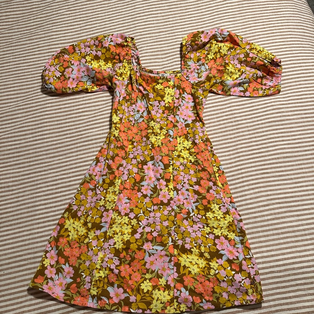Floral Puff Sleeve Mini Dress